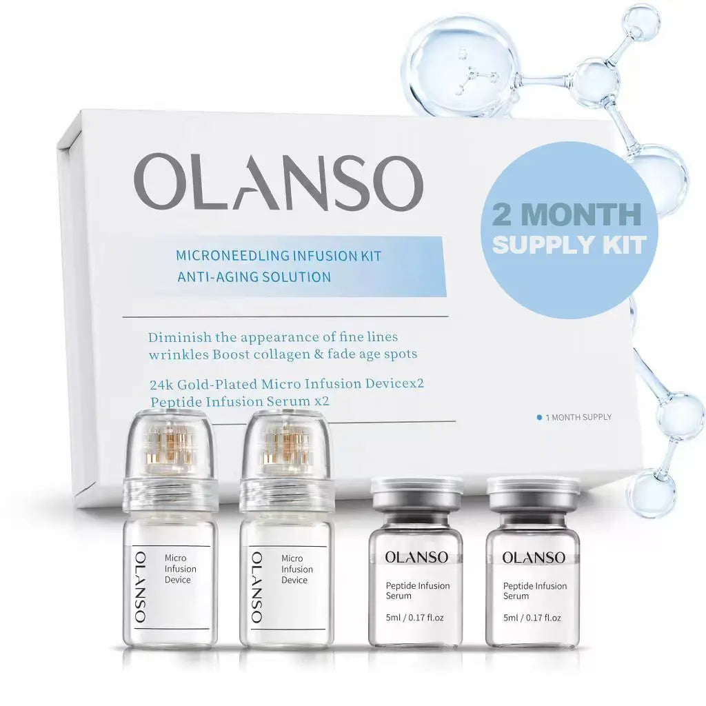 Olanso Facial Infusion Kit - 30 Ml Dropper Bottle Skin Care Kit with Radiant Serum & Peptides, Multi-Pack for Glow up & Aesthetic Glow, 1-Month Supply for All Skin Types, Dropper Bottle Skin Care Kits