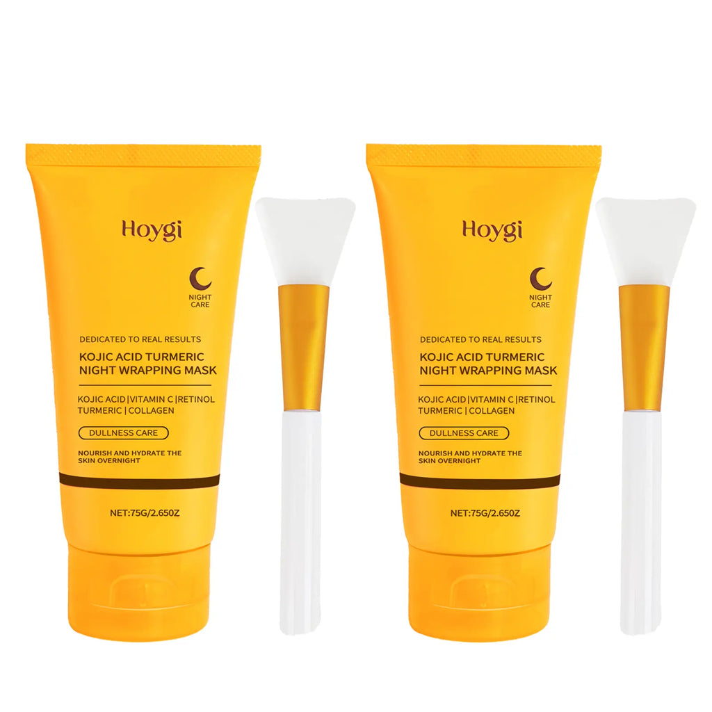 Overnight Facial Peel with Turmeric & Collagen - Exfoliating & Brightening Treatment to Hydrate Acne Prone Skin, Includes Silicone Brush, Nourishing, Kojic Acid, Adults, Dry, Sensitive, Mask, Skin Care Products, Radiant, Gentle, Peel-Off, Wrap Mask