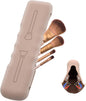 Travel Makeup Brush Holder,Silicone Makeup Brush Case Bag Soft Cute Portable Cosmetic Brushes Holders,Waterproof Makeup Brushes Organizer (Light Brown)