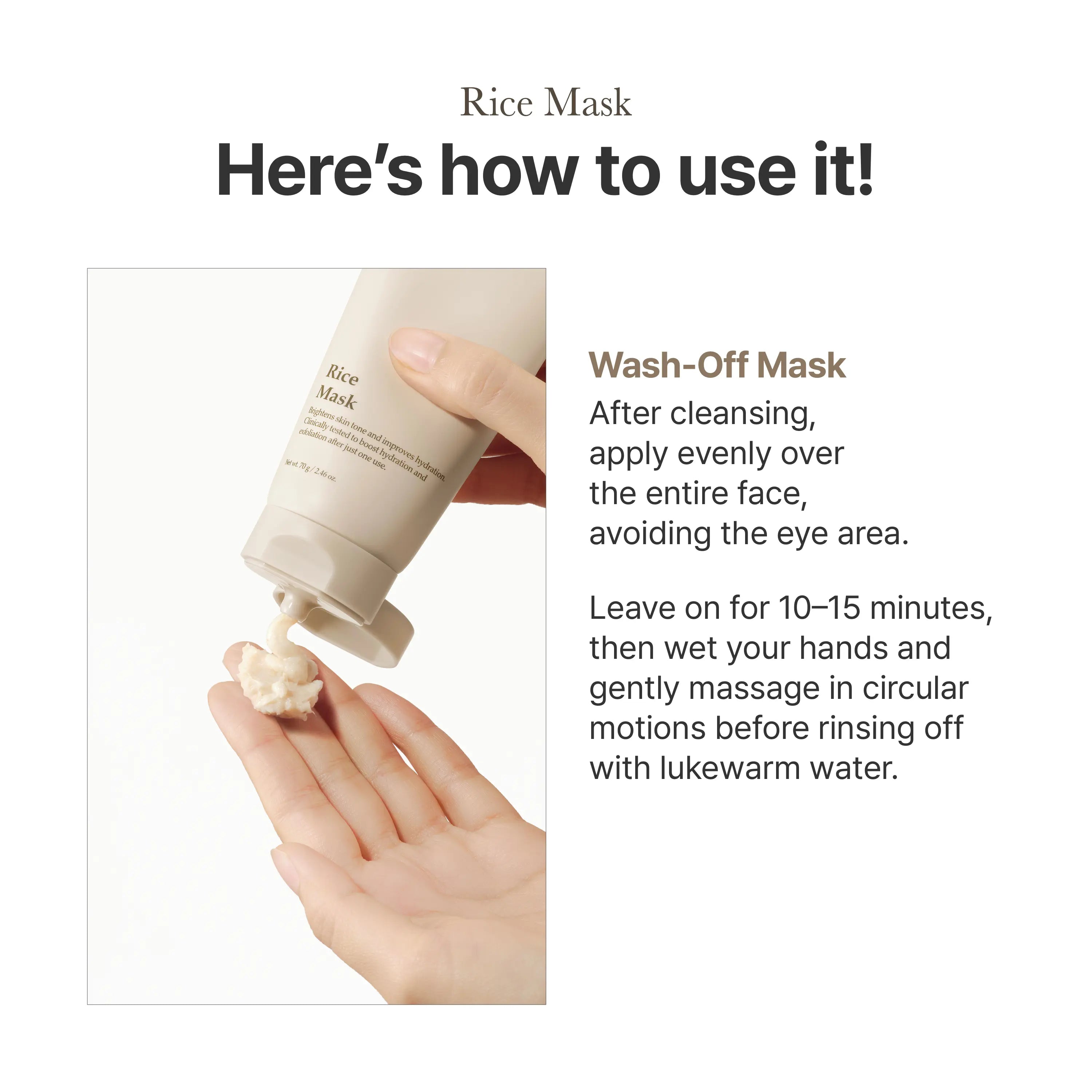 I'M from Rice Mask, Gentle Exfoliating & Hydrating Wash-Off Face Mask with Rice Powder for Glass Skin, Suitable for Sensitive Skin, 2.37 Fl Oz, Exfoliate, Organic, Moisture, Nourishing, Hypoallergenic Face Scrubs & Peels, Single Item