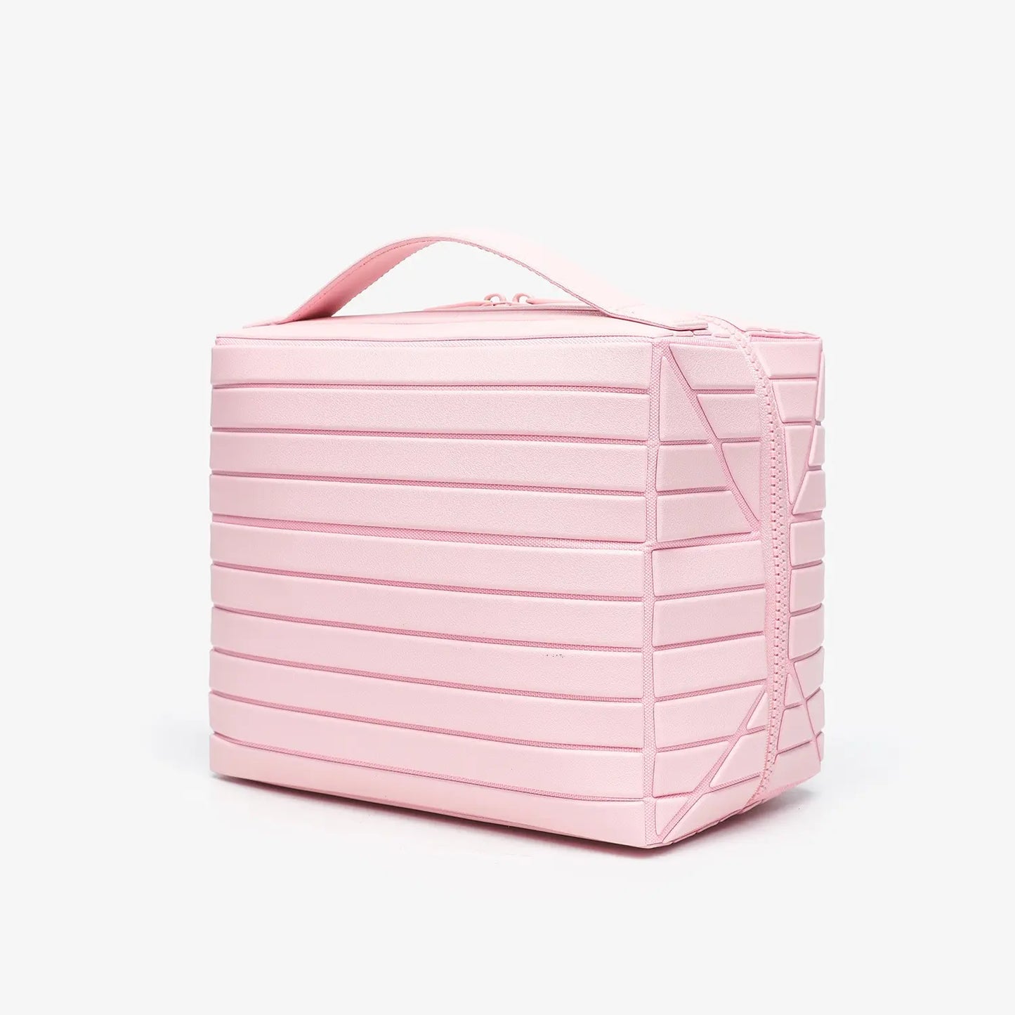 WUBYHIT Travel Makeup Bag, Large Capacity Fold down Cosmetic Bag for Women, Waterproof PVC Leather, Pull Open Toiletry Bag with Compartments, for Skincare, Brushes & Travel Essentials