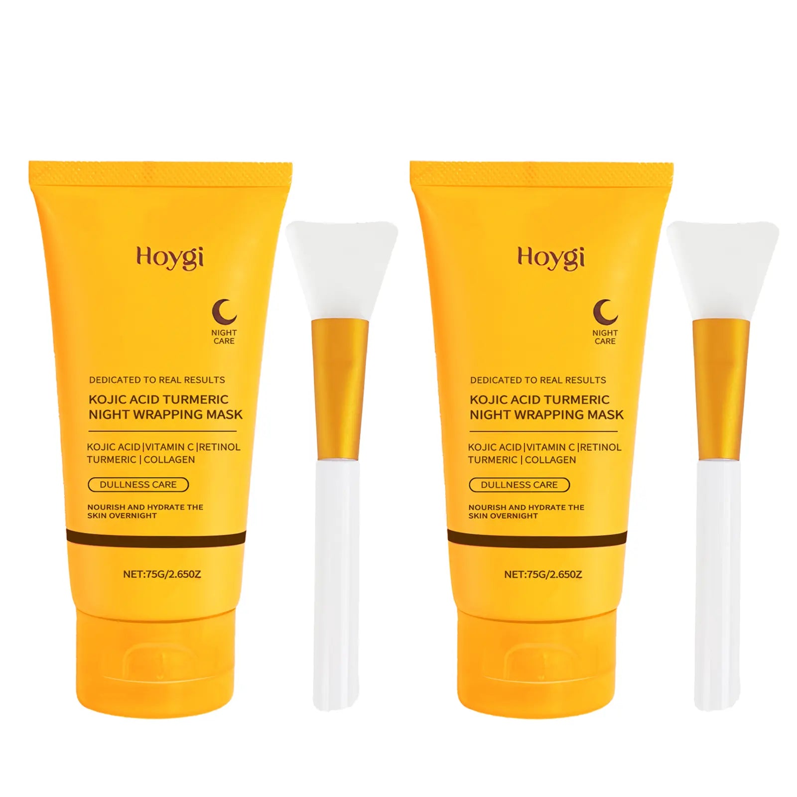 Overnight Facial Peel with Turmeric & Collagen - Exfoliating & Brightening Treatment to Hydrate Acne Prone Skin, Includes Silicone Brush, Nourishing, Kojic Acid, Adults, Dry, Sensitive, Mask, Skin Care Products, Radiant, Gentle, Peel-Off, Wrap Mask