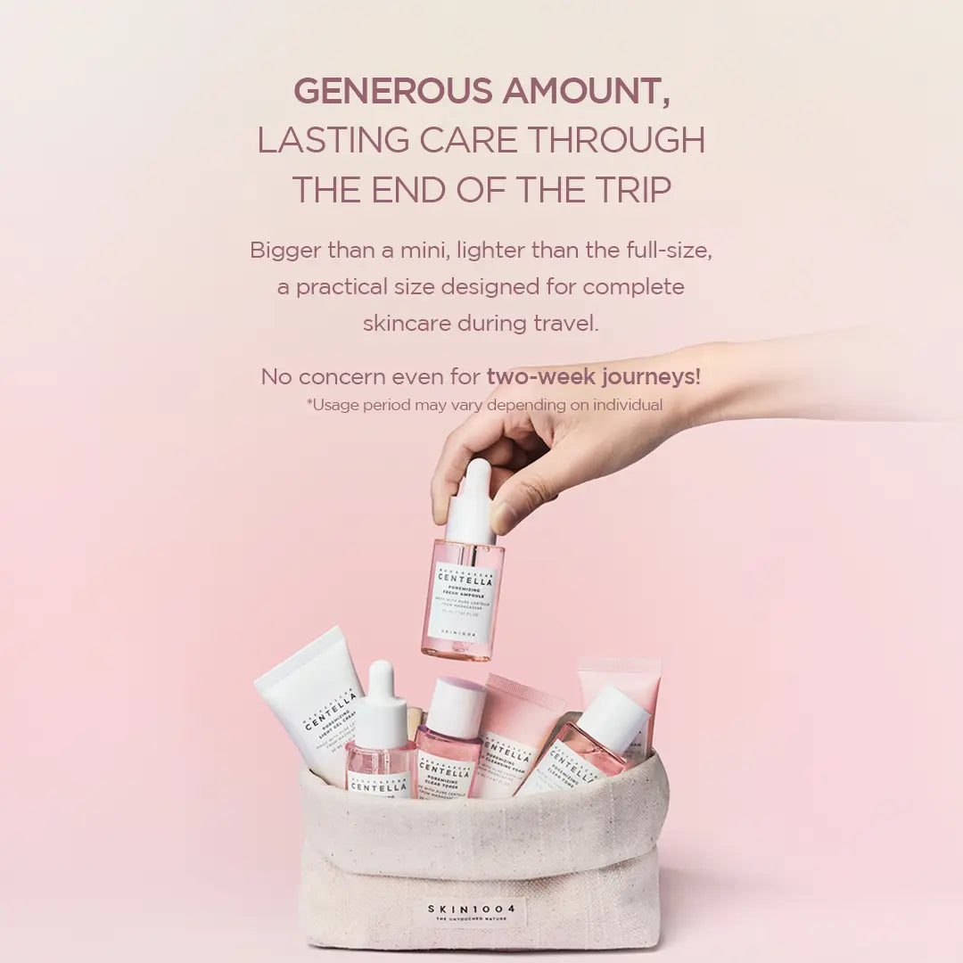 [SKIN1004 Official Shop] Madagascar Centella Poremizing Travel Kit - Pore Care 4-Step Kit, Cleansing Foam, Clear Toner, Fresh Ampoule, Light Gel Cream