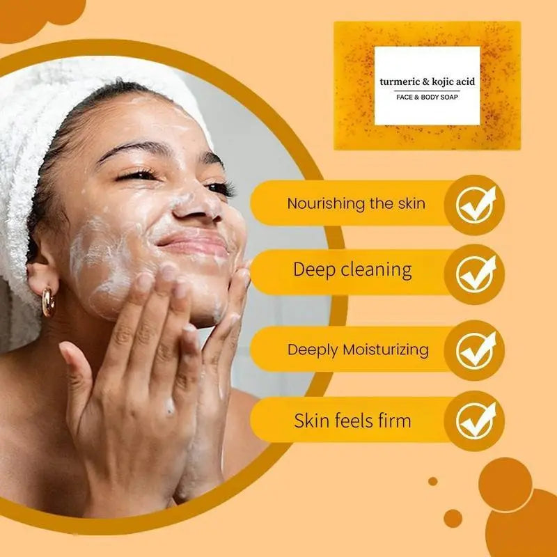 6-Piece Turmeric Skincare Set (Includes 2 Turmeric Soaps, 2 Cleansing Mousses, and 2 Cleansing Cloths). This High-Value Bundle Offers Nourishing Deep Cleansing Suitable for All Skin Types, Delivering a Fresh, Clean Experience as Part of Your Daily Routine