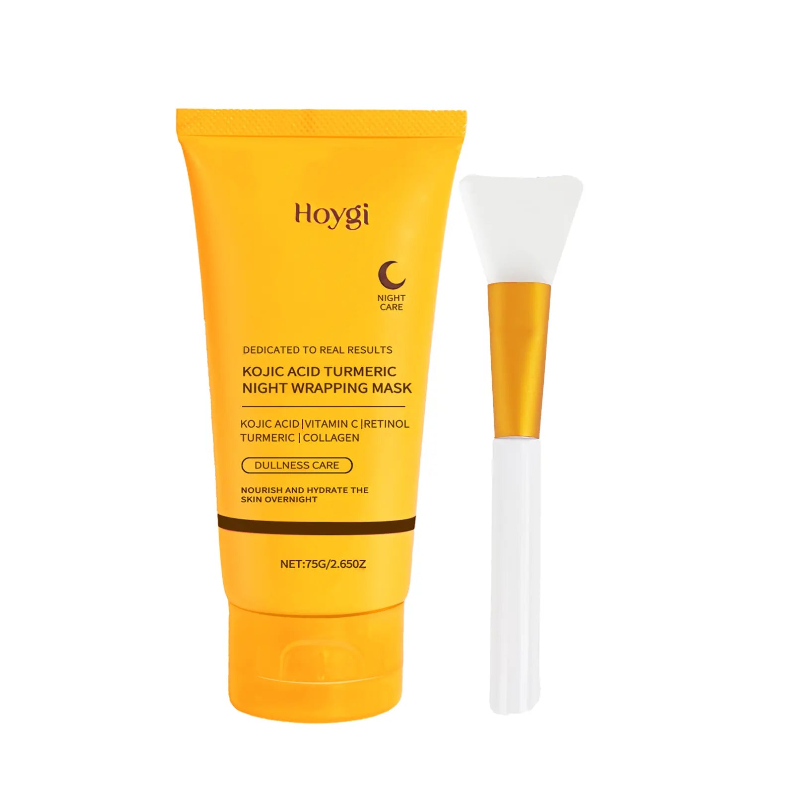 Overnight Facial Peel with Turmeric & Collagen - Exfoliating & Brightening Treatment to Hydrate Acne Prone Skin, Includes Silicone Brush, Nourishing, Kojic Acid, Adults, Dry, Sensitive, Mask, Skin Care Products, Radiant, Gentle, Peel-Off, Wrap Mask