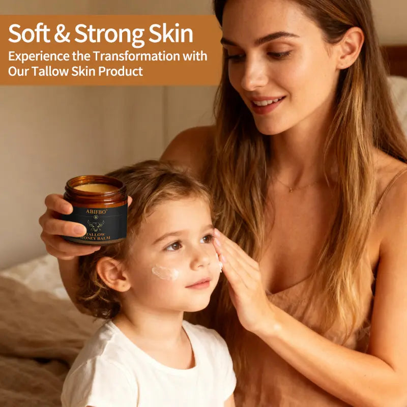 Grass-Fed Beef Tallow Balm with Raw Honey, Deep Moisturizer for Dry Sensitive Skin, Nourishing Face & Body Balm, Natural Clean Skincare for Soft Smooth Skin