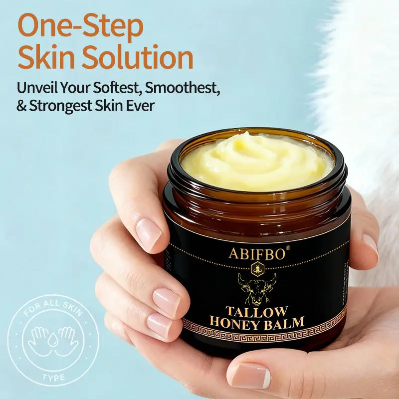 Grass-Fed Beef Tallow Balm with Raw Honey, Deep Moisturizer for Dry Sensitive Skin, Nourishing Face & Body Balm, Natural Clean Skincare for Soft Smooth Skin