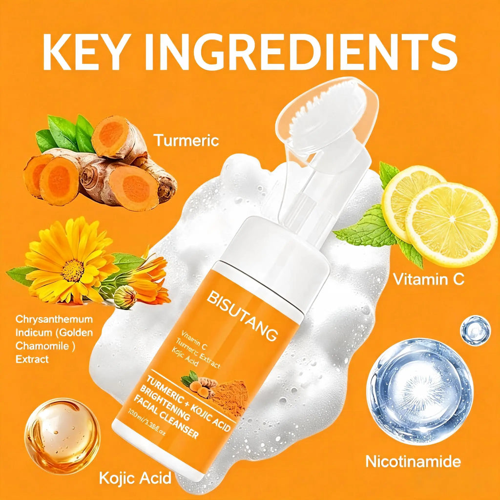 6-Piece Turmeric Skincare Set (Includes 2 Turmeric Soaps, 2 Cleansing Mousses, and 2 Cleansing Cloths). This High-Value Bundle Offers Nourishing Deep Cleansing Suitable for All Skin Types, Delivering a Fresh, Clean Experience as Part of Your Daily Routine