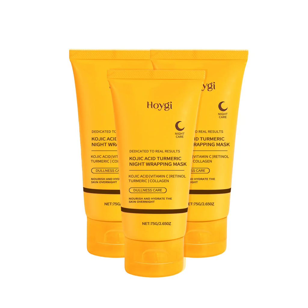 Overnight Facial Peel with Turmeric & Collagen - Exfoliating & Brightening Treatment to Hydrate Acne Prone Skin, Includes Silicone Brush, Nourishing, Kojic Acid, Adults, Dry, Sensitive, Mask, Skin Care Products, Radiant, Gentle, Peel-Off, Wrap Mask